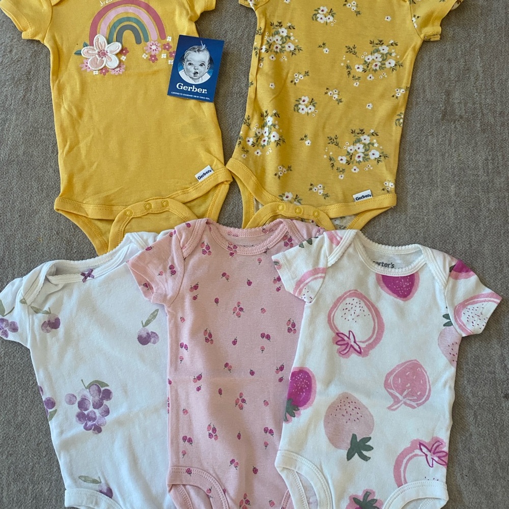 Carter's & Gerber Baby Girls' Bodysuits - Yellow, Pink, White